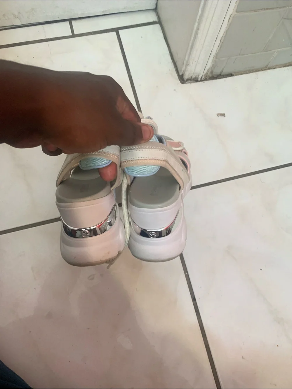 Michael Kors Kids White and Pink Sport Sandals